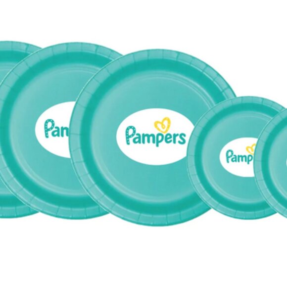 Mom's To Be Diaper Party Disposable Custom Pamphers Plates Set dad to be - Picture 3 of 4